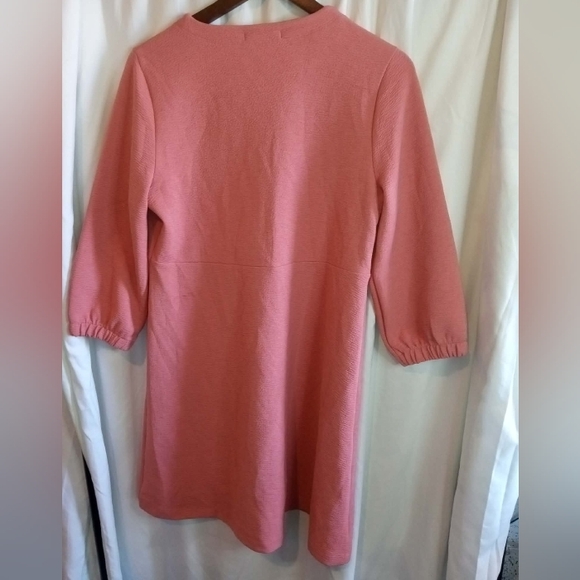 Free Assembly Small Classic Pink 3/4 Sleeve A-Line Dress Shift Preppy Casual - Picture 6 of 9